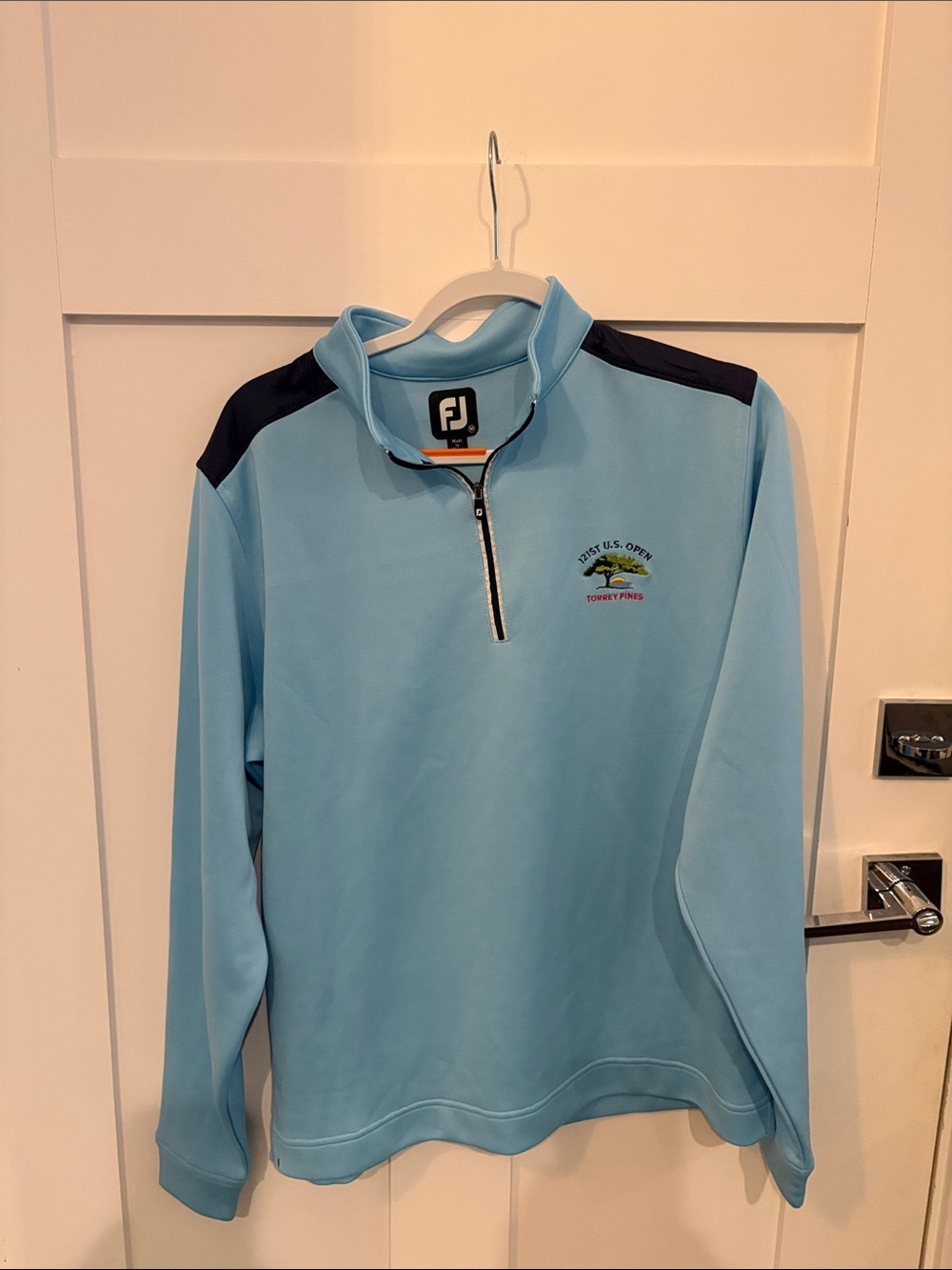 FootJoy Sky Blue & Navy Quarter-Zip Pullover US OPEN